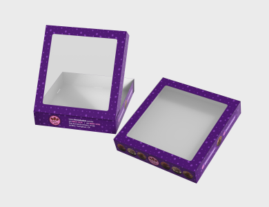 Caixa Multiuso com Visor Papel Alimentício 270g com Película Antigordura 20x21x3,8cm - 4x0 - 50 unid