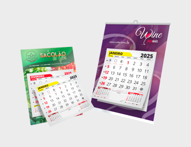Folhinha com Bloco de Calendário 2026 Couchê 300g Verniz Total Frente 20x27cm - 4x0 - 50 unid