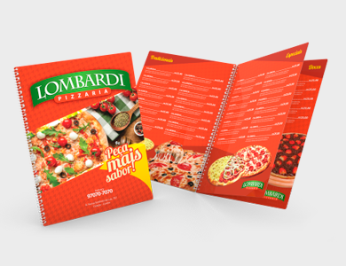 Cardápio Espiral com 8 Páginas em PVC 0,5mm Fosco Frente e Verso 21,5x29cm - 4x4 - 25 unid