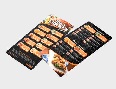 Cardápio com 2 Páginas (1 Folha) em PVC 0,5mm Cristal Frente e Verso 13,7x29,4cm - 4x0 - 5 unid