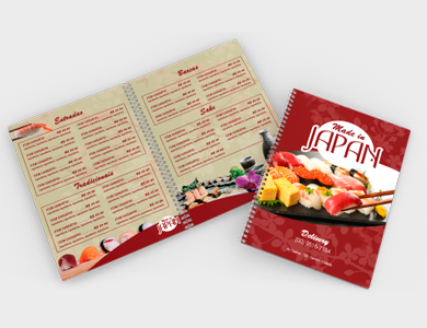 Cardápio Wire-o com 18 Páginas em PVC 0,5mm Fosco Frente e Verso 21,5x29cm - 4x4 - 5 unid