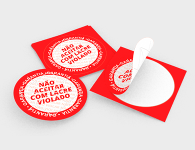 Lacre de Segurança Redondo Adesivo Papel Sem Verniz 4x4 cm - 4x0 - 250 unid