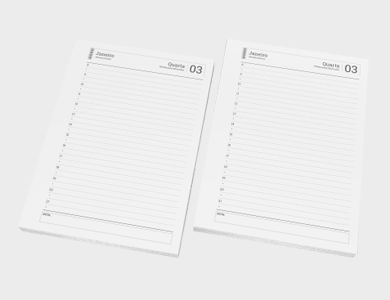 Miolo de Agenda A6 Sulfite 75g PB - Modelo Diária 2026 - 1x1 - 250 unid