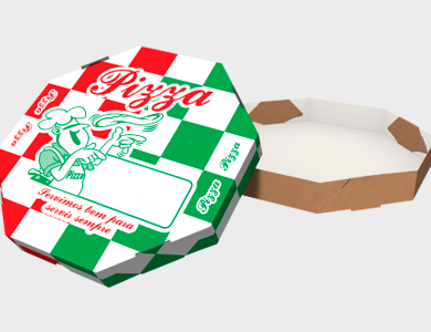 Caixa de Pizza Estampada Octagonal 30x30cm - 100 unid