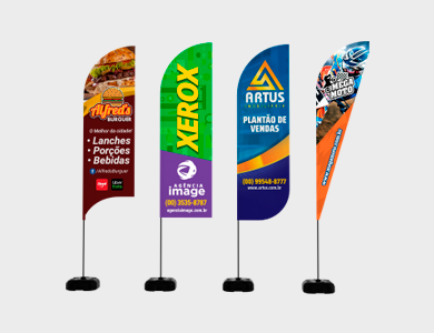Wind Banner Gigante com Base de Plástico Tecido Oxford 75x320cm - 4x4 - 1 unid