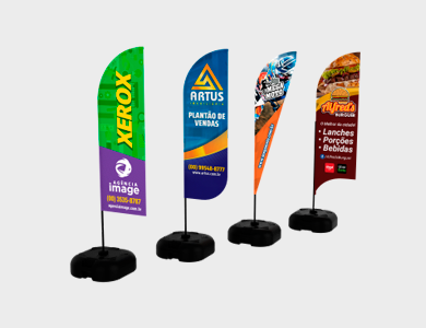 Wind Banner Mini com Base de Plástico Tecido Microfibra 50x150cm - 4x4 - 1 unid
